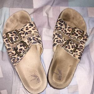 White Mountain Cheetah Footbed Sandals